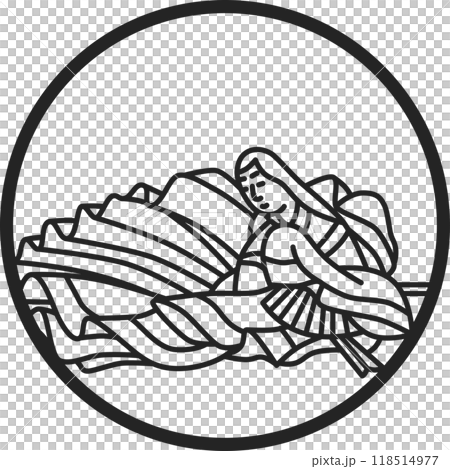 線画円形シンプル百人一首 右大将道綱母 線画円形シンプル百人一首 右大将道綱母 118514977