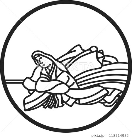 線画円形シンプル百人一首 儀同三司母 線画円形シンプル百人一首 儀同三司母 118514983