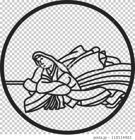 線画円形シンプル百人一首 儀同三司母 線画円形シンプル百人一首 儀同三司母 118514983