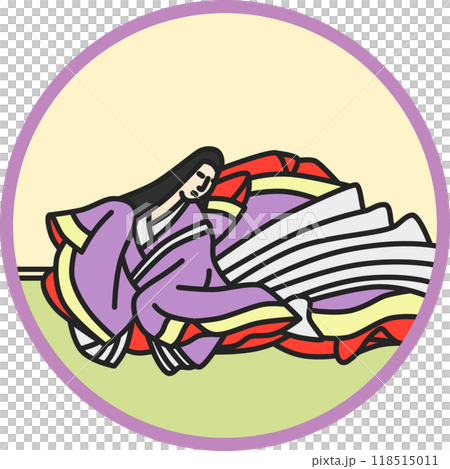 カラー円形シンプル百人一首　紫式部 118515011