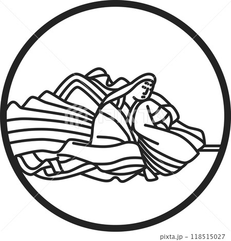 線画円形シンプル百人一首　小式部内侍 118515027