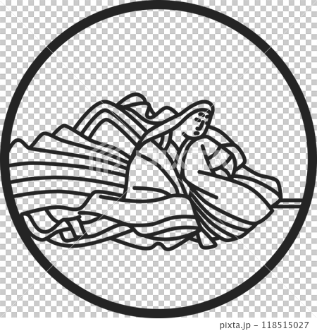 線画円形シンプル百人一首　小式部内侍 118515027