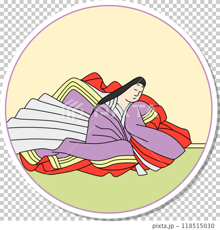 ステッカー円形百人一首　小式部内侍 118515030