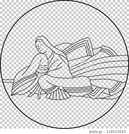 線画円形百人一首　伊勢大輔 118515033