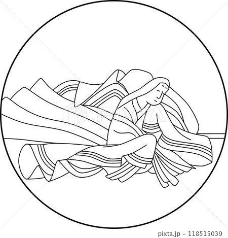 線画円形百人一首　清少納言 118515039