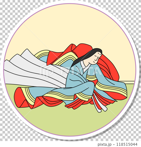 圓形貼紙百人一青少納言 118515044