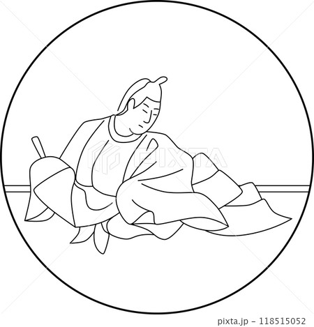 線画円形百人一首 権中納言定頼 線画円形百人一首 権中納言定頼 118515052