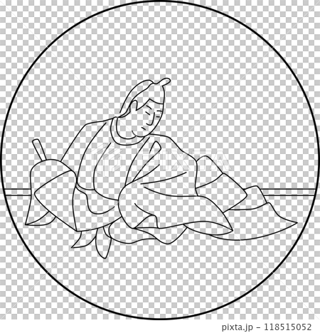 線画円形百人一首 権中納言定頼 線画円形百人一首 権中納言定頼 118515052