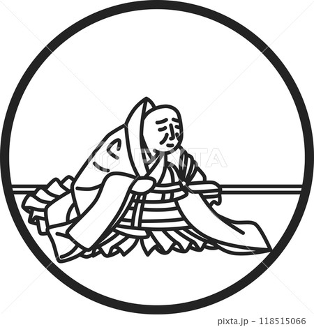 線画円形シンプル百人一首 前大僧正行尊 線画円形シンプル百人一首 前大僧正行尊 118515066