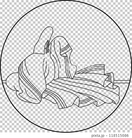 線画円形百人一首　周防内侍 118515086