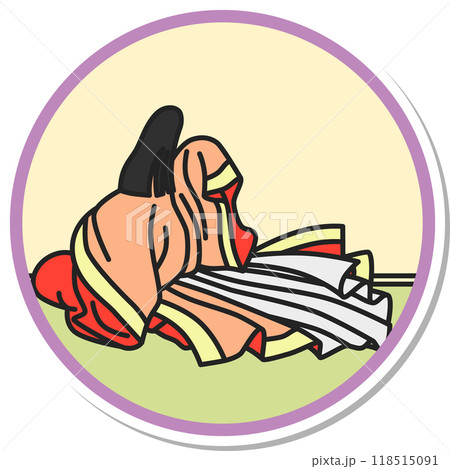 ステッカー円形シンプル百人一首　周防内侍 118515091