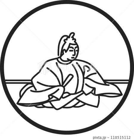 線画円形シンプル百人一首 大納言経信 線画円形シンプル百人一首 大納言経信 118515112