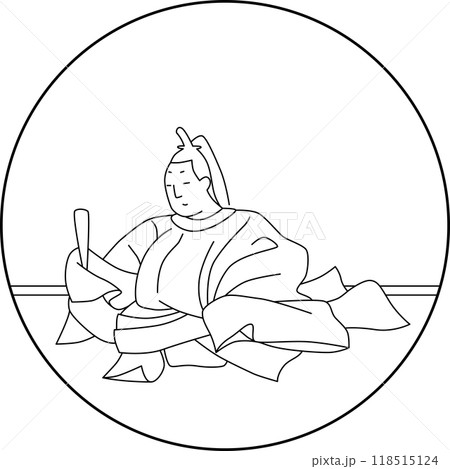 線画円形百人一首　前中納言匡房 118515124