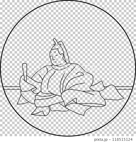 線画円形百人一首　前中納言匡房 118515124