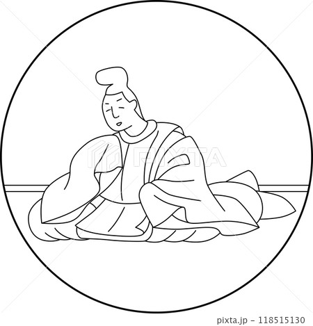 線画円形百人一首　源俊頼朝 118515130