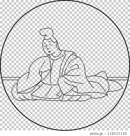 線画円形百人一首　源俊頼朝 118515130
