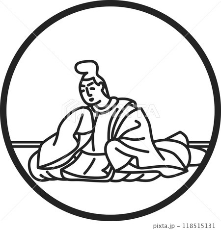 線画円形シンプル百人一首　源俊頼朝 118515131