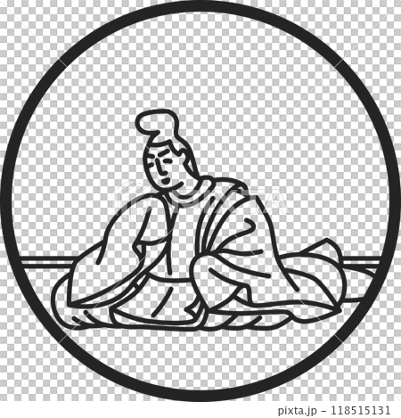 線画円形シンプル百人一首　源俊頼朝 118515131