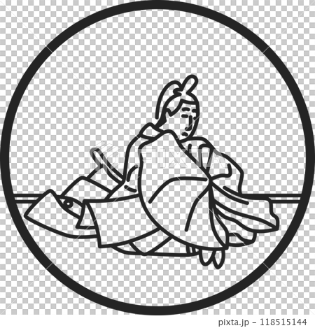 進入 Hoshoji 寺之前的線條畫圓形簡單 Hyakunin Isshu,關白大臣 進入 Hoshoji 寺之前的線條畫圓形簡單 Hyakunin Isshu,關白大臣 118515144