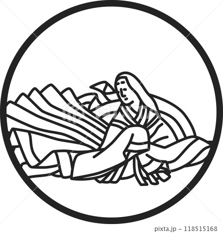 線画円形シンプル百人一首 待賢門院堀河 線画円形シンプル百人一首 待賢門院堀河 118515168