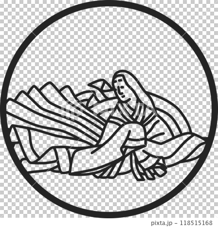 線画円形シンプル百人一首 待賢門院堀河 線画円形シンプル百人一首 待賢門院堀河 118515168