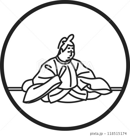 線画円形シンプル百人一首 後徳大寺左大臣 線画円形シンプル百人一首 後徳大寺左大臣 118515174