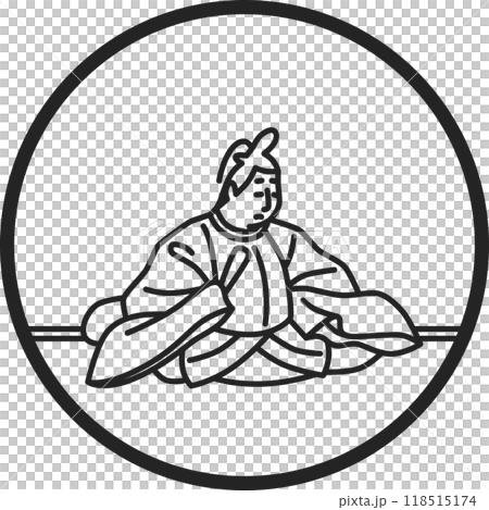 線画円形シンプル百人一首 後徳大寺左大臣 線画円形シンプル百人一首 後徳大寺左大臣 118515174