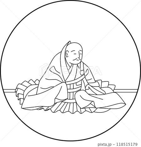 線画円形百人一首　道因法師 118515179