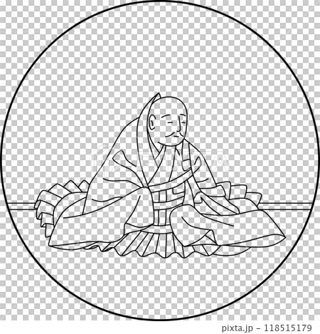 線画円形百人一首　道因法師 118515179