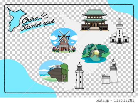 千葉の観光名所のイラストセット 千葉の観光名所のイラストセット 118515293