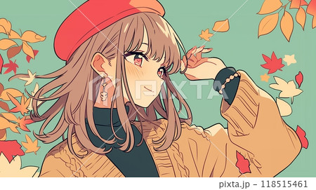 秋のファッションの女の子 118515461