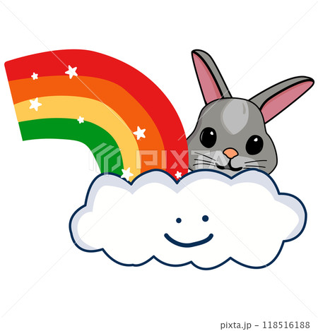 Boho Rainbow and clouds, stars,bunny cartoon drawings. Boho Rainbow and clouds, stars,bunny cartoon drawings. 118516188