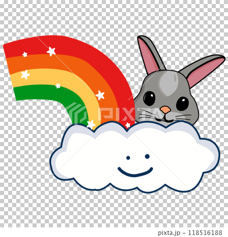 Boho Rainbow and clouds, stars,bunny cartoon drawings. 118516188