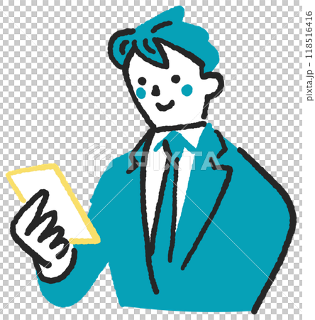 スマホを操作する男性　ストックイラスト素材 118516416