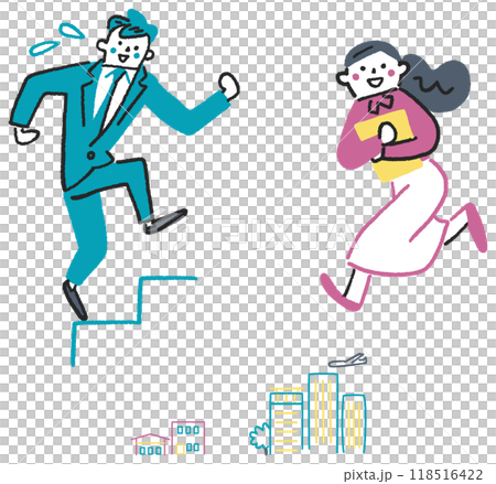 スキルアップめざして奔走する都会の若者 セットのイラスト素材 スキルアップめざして奔走する都会の若者 セットのイラスト素材 118516422