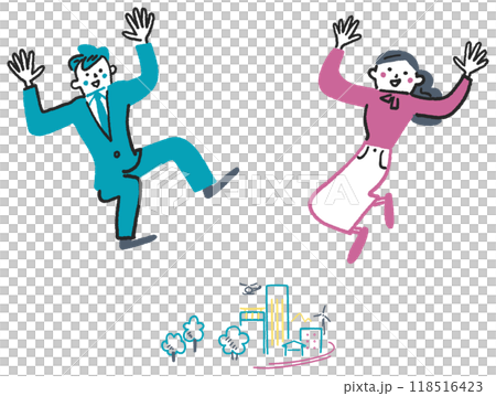 スキルアップに成功し喜んでいる都会の若者 イラスト素材 スキルアップに成功し喜んでいる都会の若者 イラスト素材 118516423