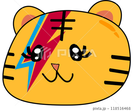 Tiger character , lightning face. Animal. flat design. Tiger character , lightning face. Animal. flat design. 118516468