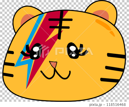 Tiger character , lightning face. Animal. flat design. Tiger character , lightning face. Animal. flat design. 118516468