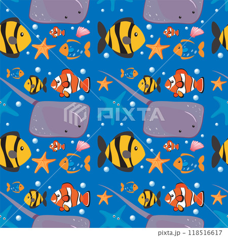 Colorful Underwater Marine Life Pattern 118516617