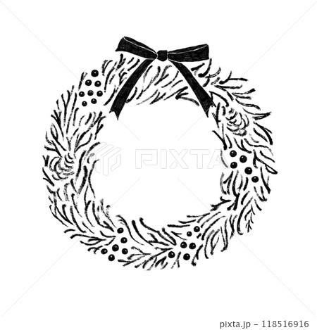クリスマスリース モノクロ クリスマスリース モノクロ 118516916