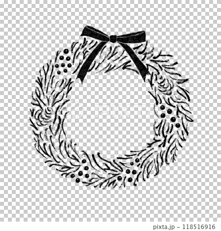 クリスマスリース モノクロ クリスマスリース モノクロ 118516916