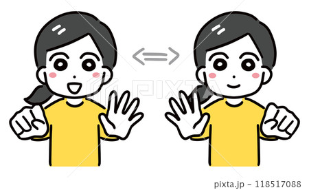 左右別にグー・パーを繰り返す若い女性 118517088