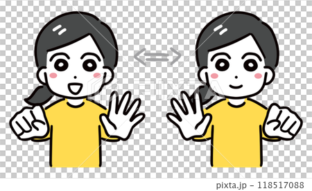 左右別にグー・パーを繰り返す若い女性 118517088