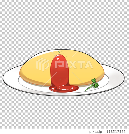お皿に乗ったオムライス 118517533