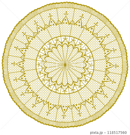 十字架柄のゴールドのレース 十字架柄のゴールドのレース 118517560