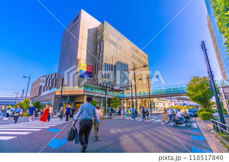 日本の東京都市景観　9月。二子玉川駅などを望む 118517840