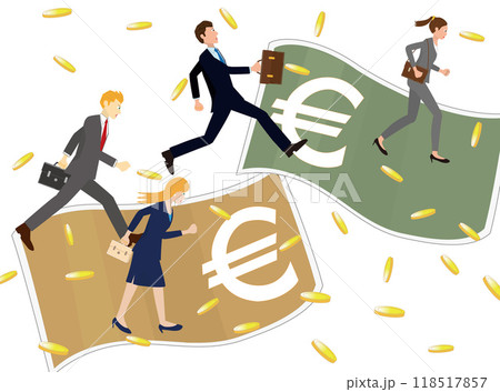 金融関係のビジネスマンが仕事をしているイメージイラストです。 118517857