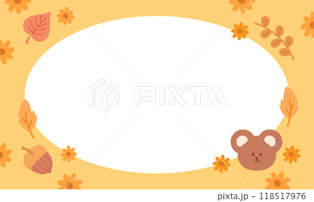 Rectangle, autumn yellow frame of teddy bear, walnut, flowers, leaves for fall season, cozy weather, decoration, banner, ad template, social media post, poster, post card, polaroid frame, notebook Rectangle, autumn yellow frame of teddy bear, walnut, flowers, leaves for fall season, cozy weather, decoration, banner, ad template, social media post, poster, post card, polaroid frame, notebook 118517976
