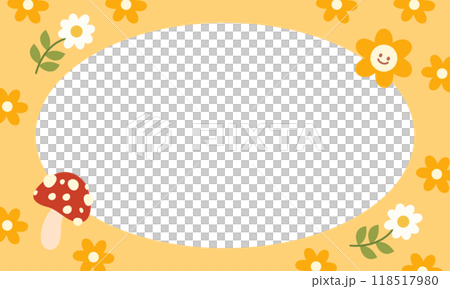 Rectangle, autumn orange frame of mushroom, flowers, leaves for fall season, cozy weather, decoration, banner, ad template, social media post, poster, post card, polaroid frame, notebook, paper design Rectangle, autumn orange frame of mushroom, flowers, leaves for fall season, cozy weather, decoration, banner, ad template, social media post, poster, post card, polaroid frame, notebook, paper design 118517980
