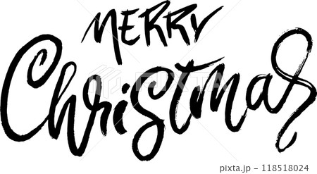 Merry Christmas Hand Drawn Modern Dry Brush Lettering. Merry Christmas Hand Drawn Modern Dry Brush Lettering. 118518024